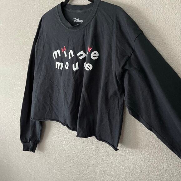 Disney Minnie Mouse Cropped Crew Neck Long Sleeve Womens Graphic Tee T-Shirt XL - Picture 5 of 5